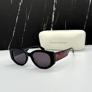 NEW AM0330S 002 ALEXANDER MCQUEEN BLACK OVAL WOMEN SUNGLASSES